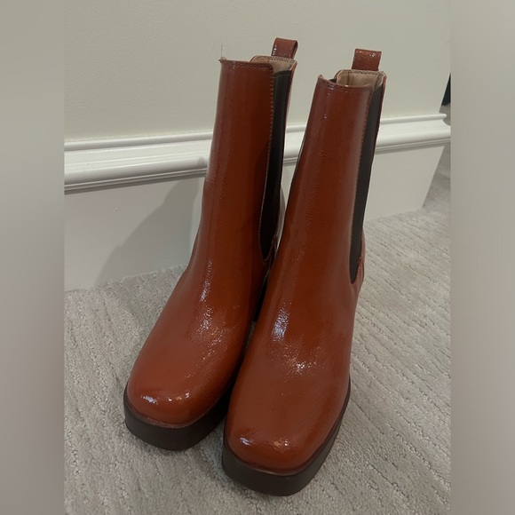 Circus by Sam Edelman Womens Stace Patent Block Heel Ankle Boots - Picture 5 of 8